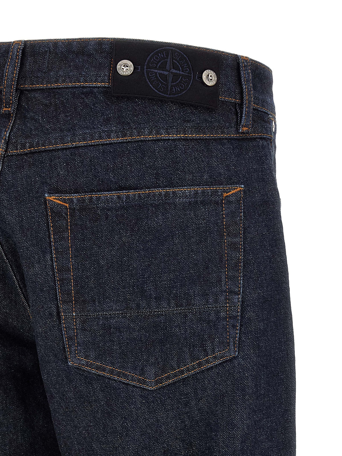 Stone Island Blue Cotton Straight-Leg Jeans