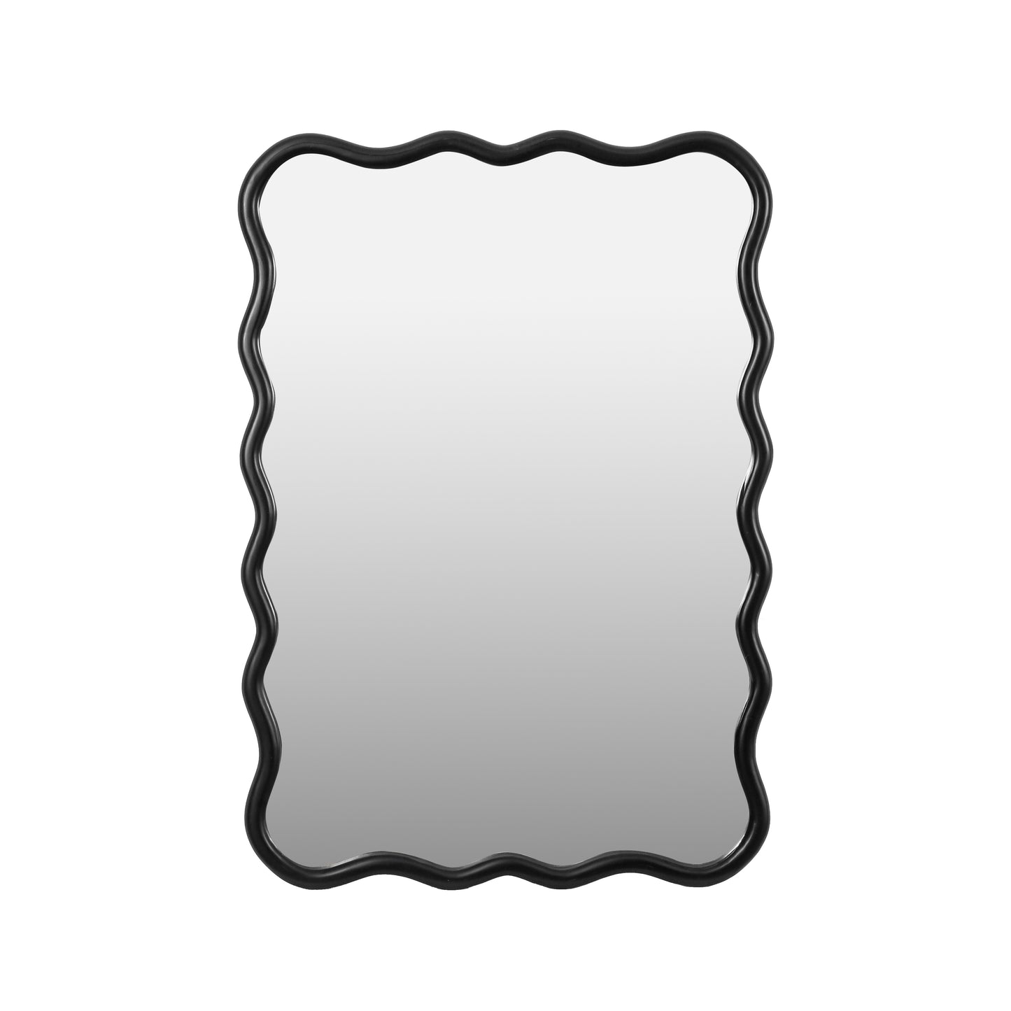 Solid Wood Wavy Rectangle Mirror-Black 40" x 28" Modern Mirror Wall Decor for Bathroom, Bedroom, Living Room, Dining Room, Cloakroom, Entryway