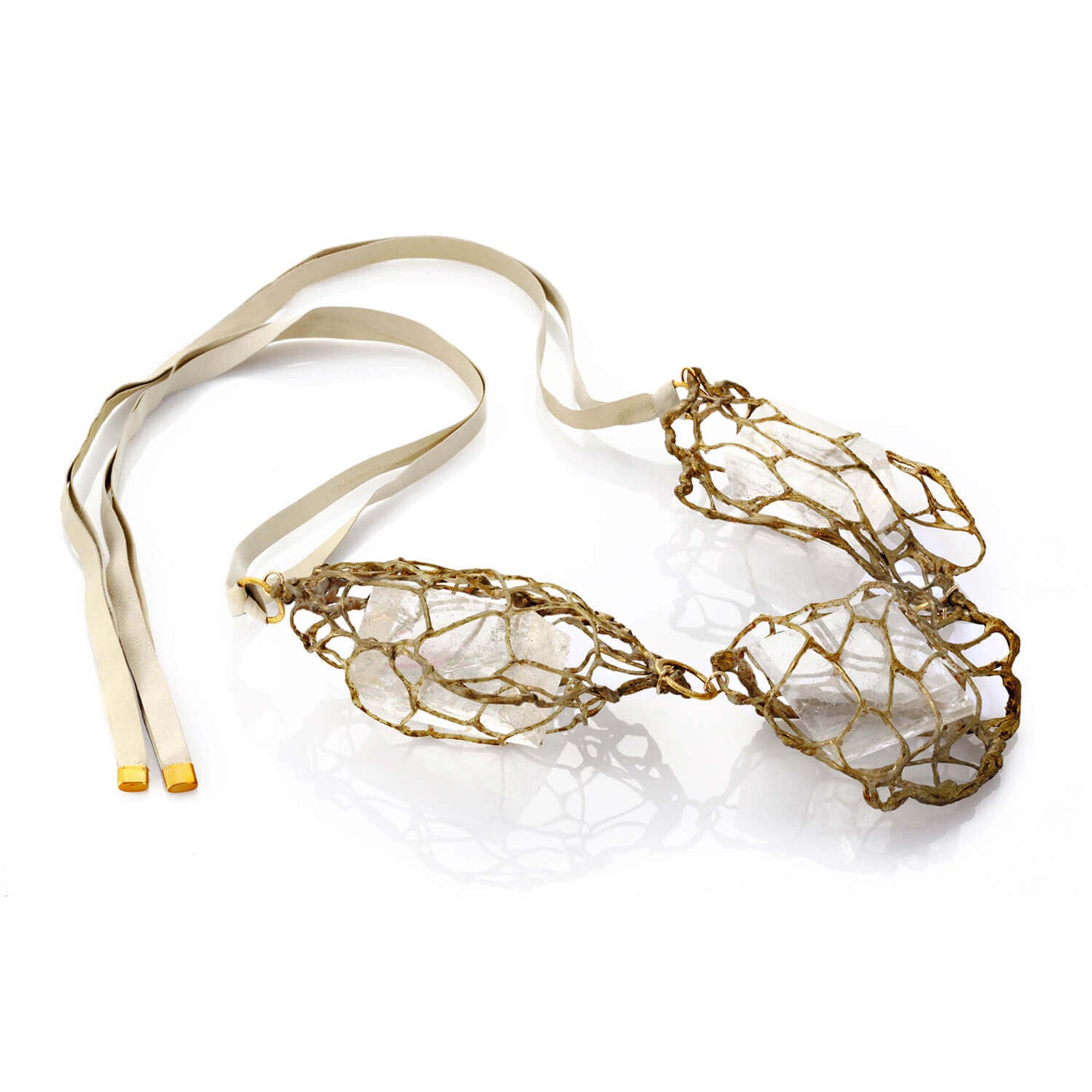 3 Pc Gold Mesh Pods with Clear Icelandic Spar