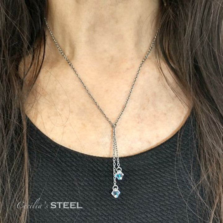 Crystal Whispers Lariat Necklace