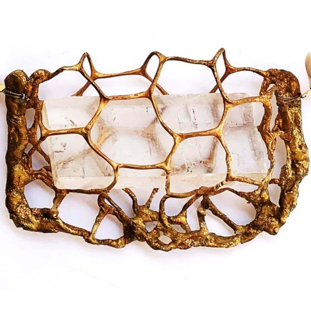 Gold Mesh Tribal Necklace with Spikes