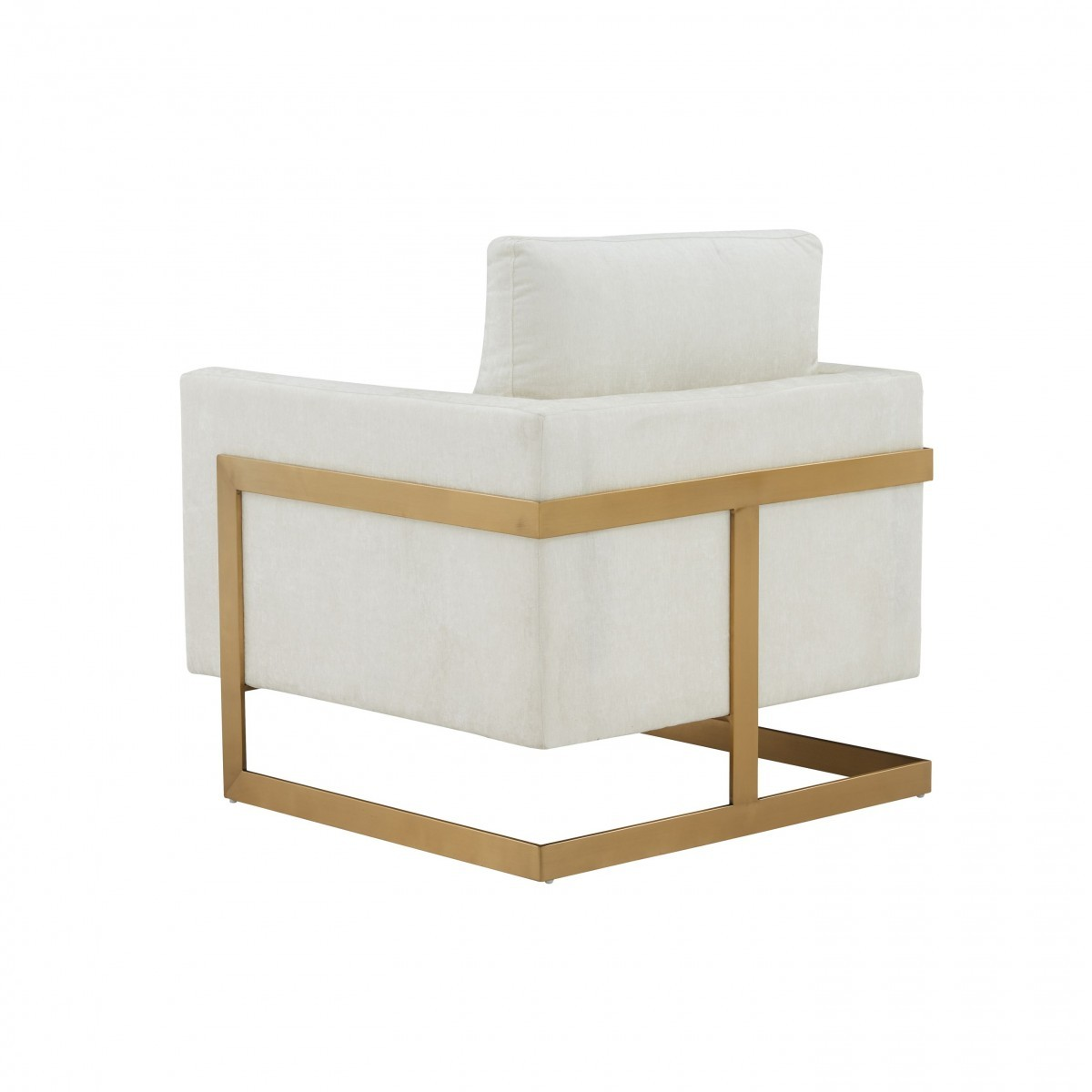 "31"" Cream And Gold 100% Polyester Arm Chair"