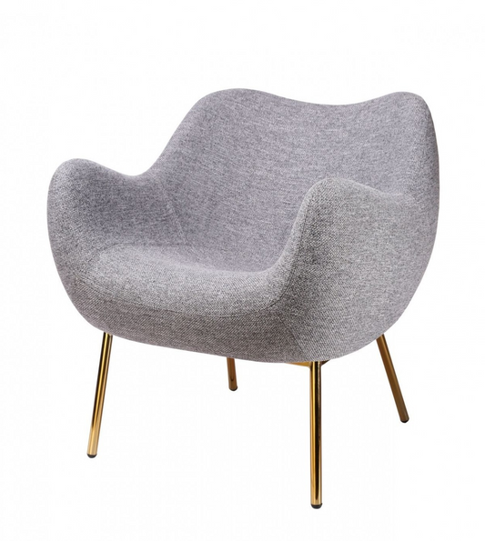 "29"" Plush Grey and Gold Comfy Accent Chair"