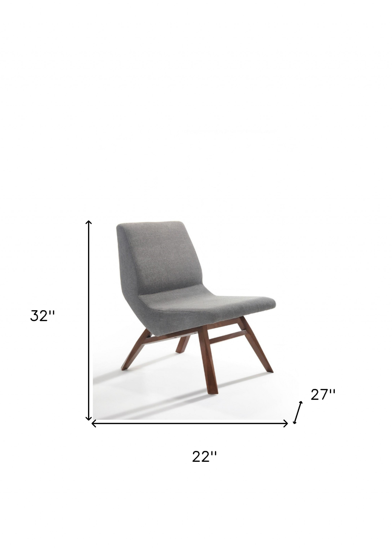 "22"" Grey And Walnut Solid Color Lounge Chair With Ottoman"