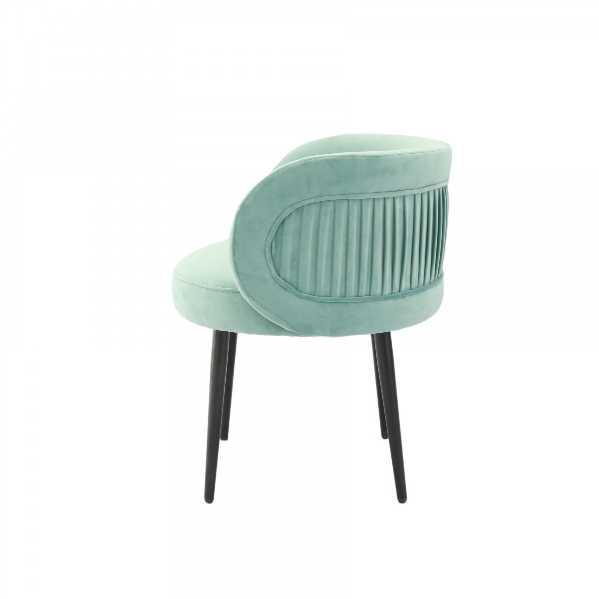 "24"" Teal Velvet And Black Solid Color Arm Chair"