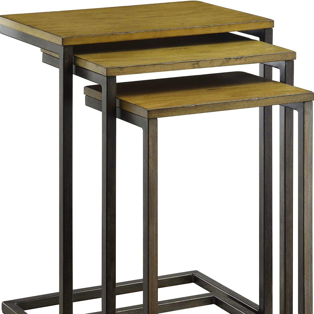 "24"" Black And Brown Solid Wood Rectangular End Table"