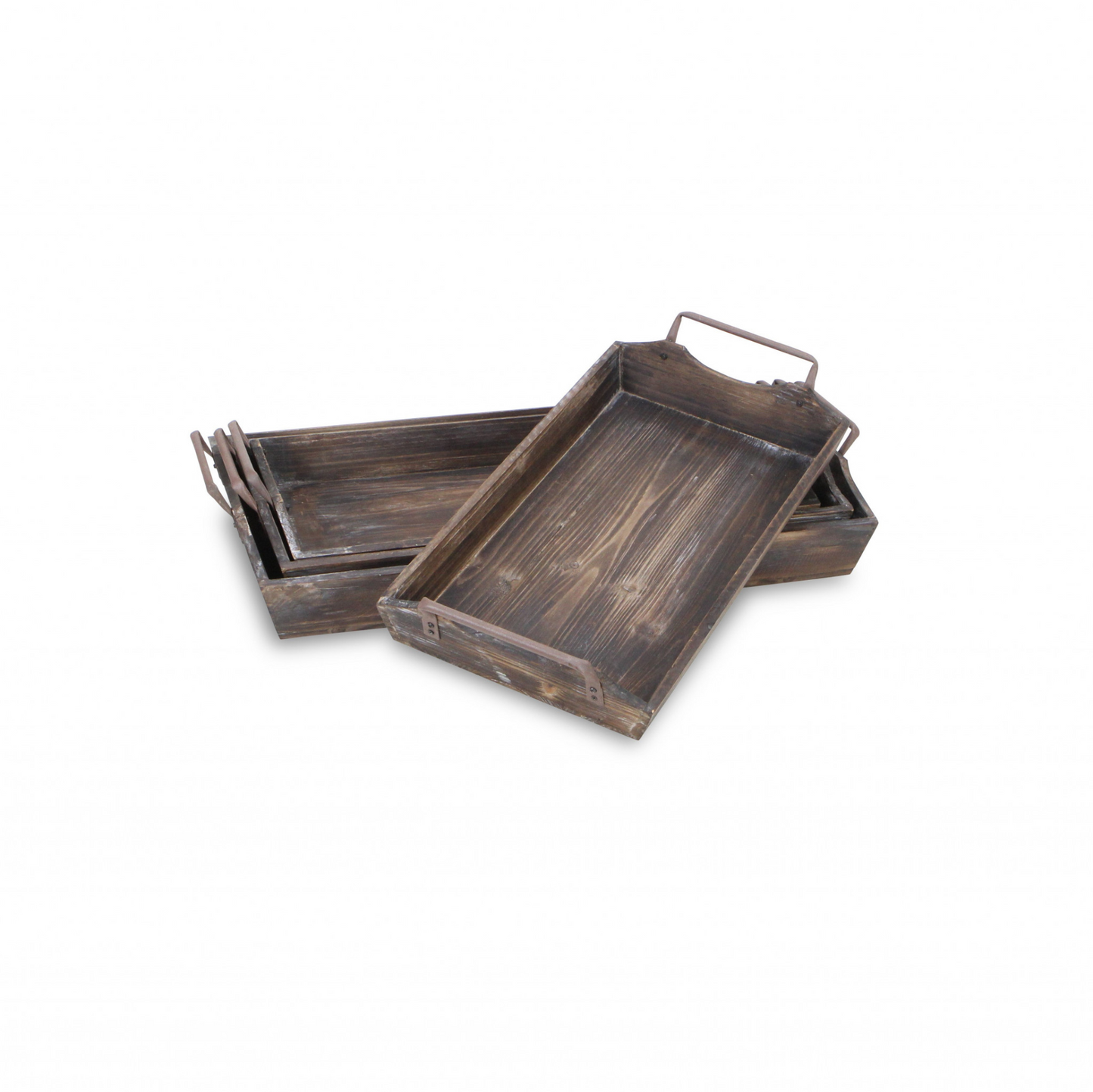 "22"" Brown Rectangular Wood Handmade Tray Handles"