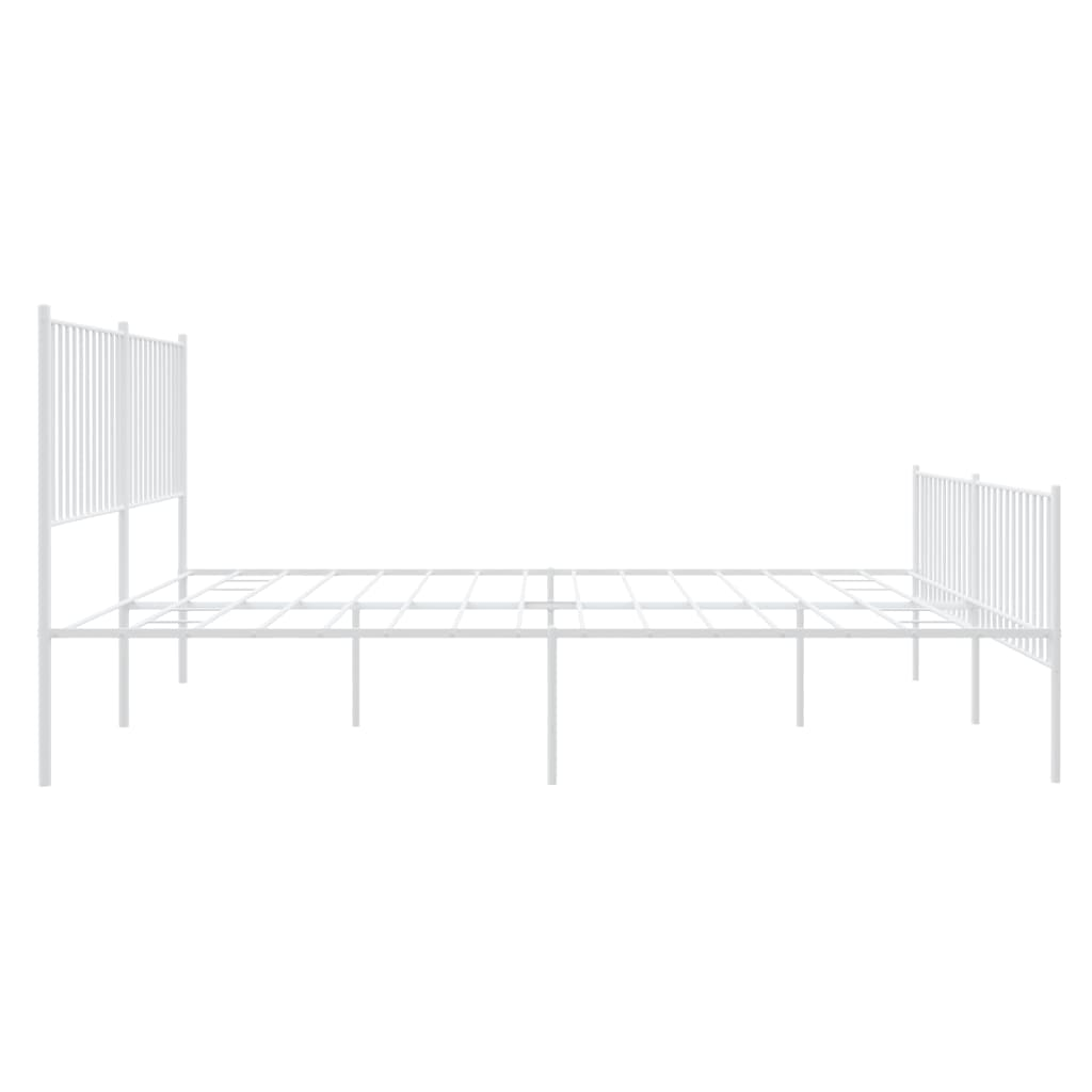 vidaXL Metal Bed Frame with Headboard and Footboard White 72"x83.9"