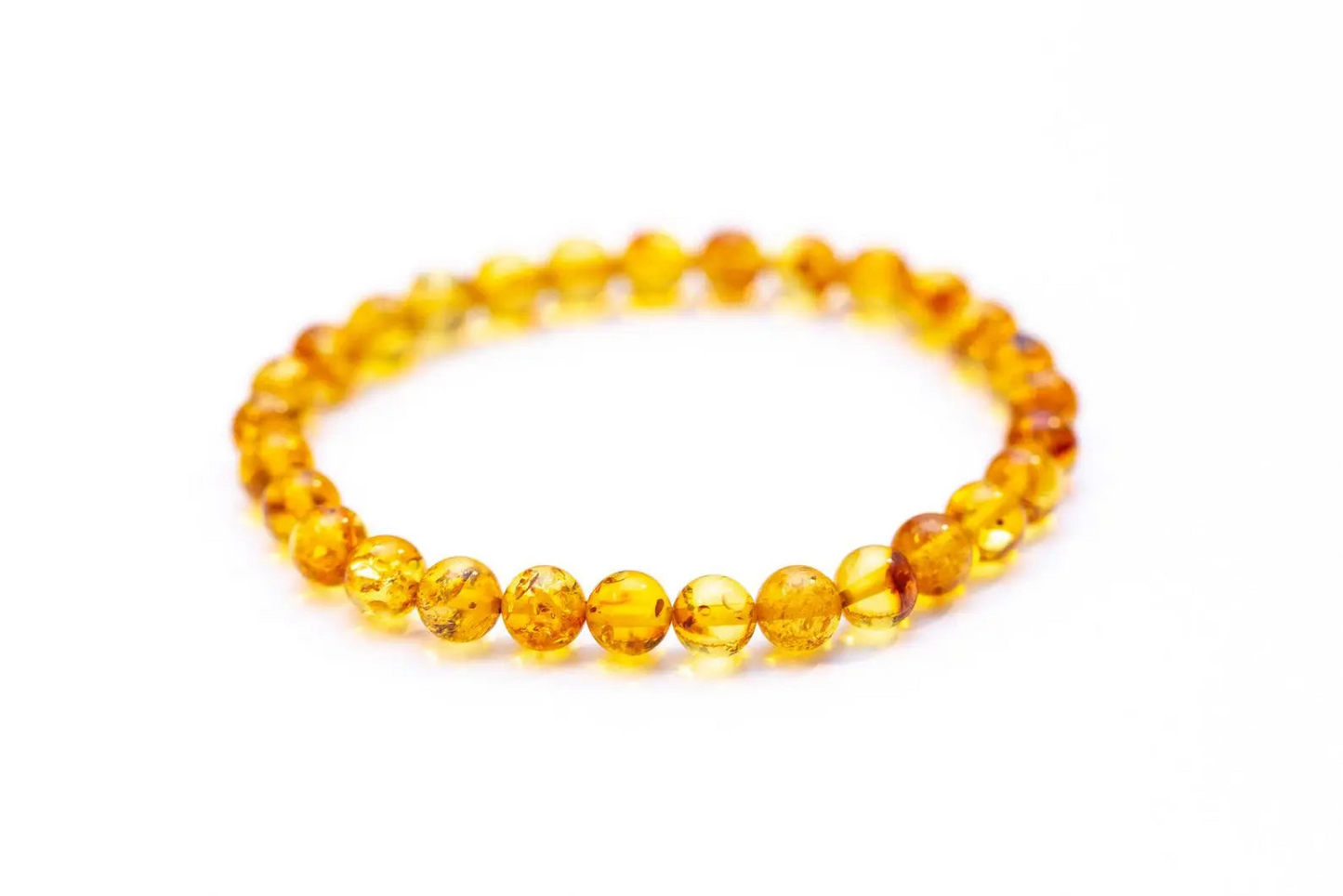 Honey Amber Sphere Bead Bracelet