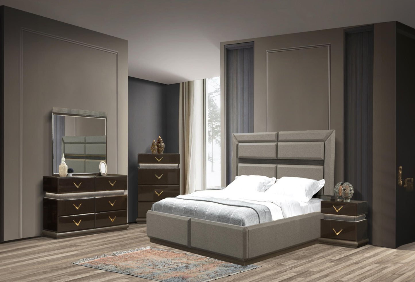 Modern Style 2-Drawer Night stand Made with Wood in Brown