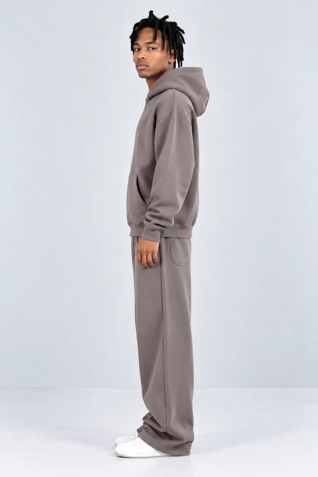 Drop Shoulder Hoodie Warm Grey