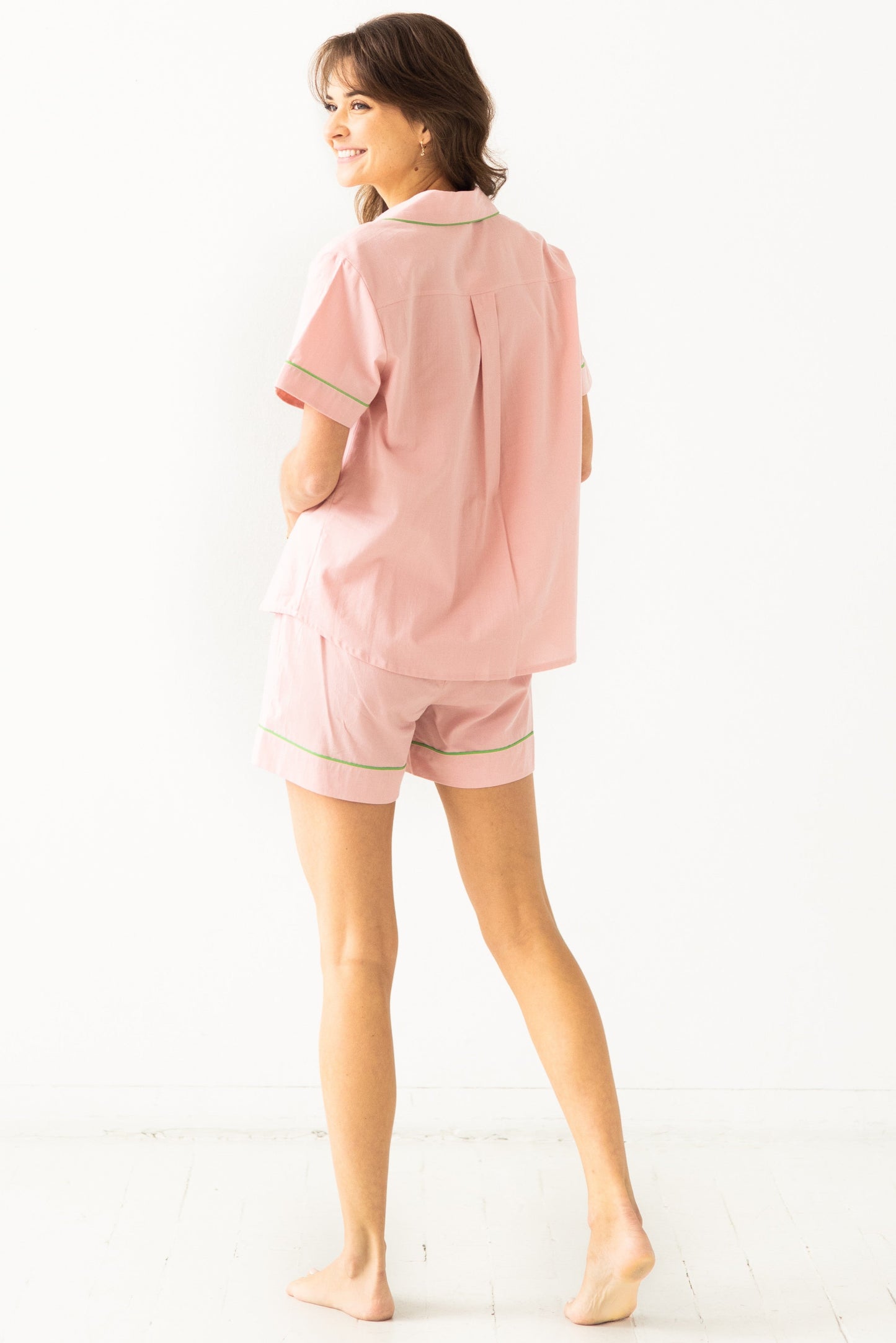 SALUA Classic Shorties Pajamas in Woven Cotton