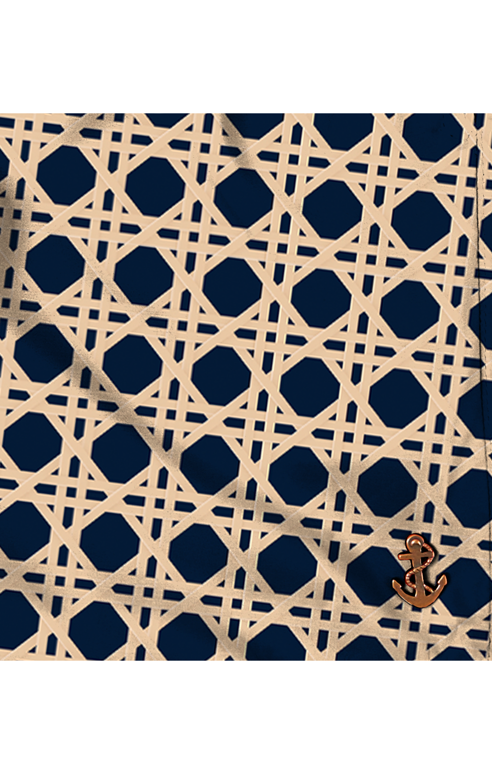 Navy & Beige Rattan Swim Short