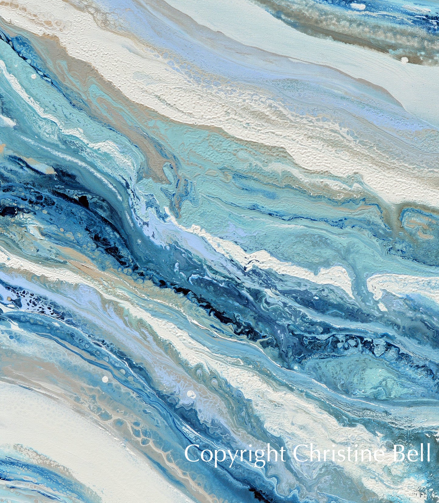 "Coastal Melody" GICLEE PRINT Art Blue White Aqua Coastal Abstract Painting Marbled Coastal Wall Art