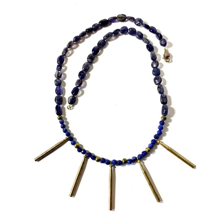 Blue Egyptian style Necklace with Iolite and Sodalite Beads