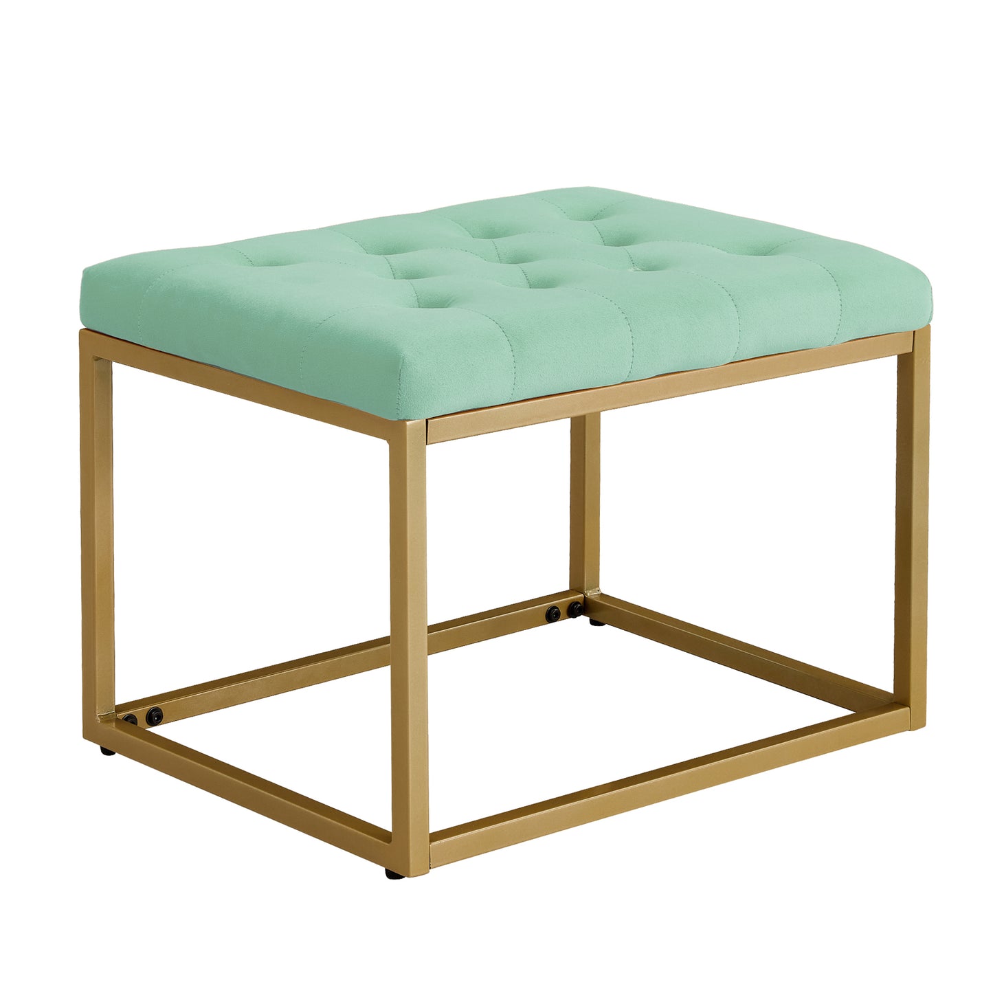 Velvet Shoe Changing Stool,Light green Footstool, Square Vanity Chair, Sofa Stool,Makup Stool Rest Stool. Piano Bench.Suitable for Clothes Shop,Living Room, Porch, Fitting Room Bedroom ST-001-DGN