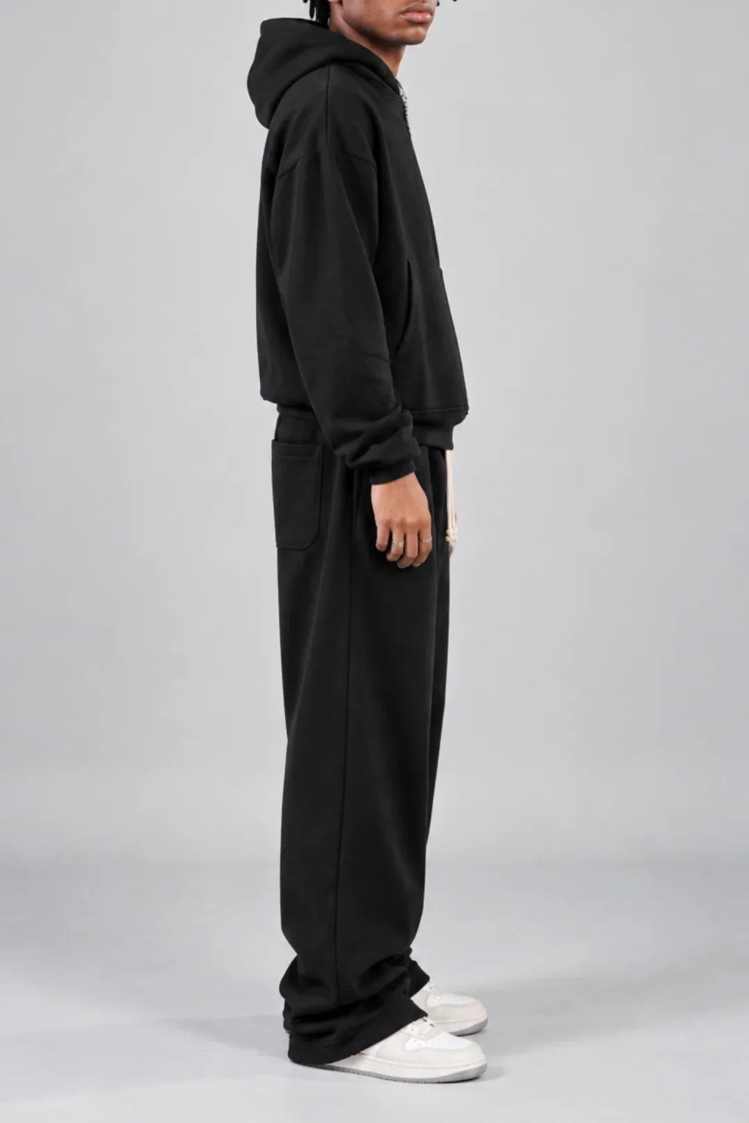 Drop Shoulder Hoodie Black