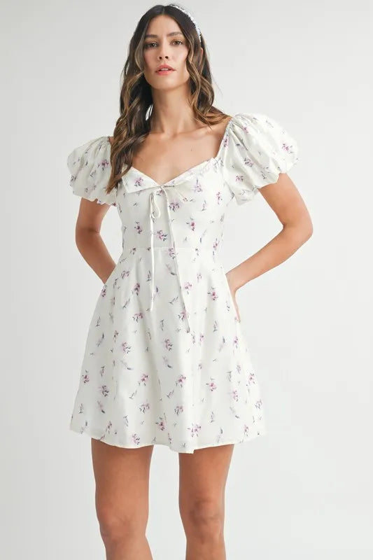 MABLE Floral Print Puff Sleeve Mini Dress Gallery La La MABLE Floral Print Puff Sleeve Mini Dress Gallery La La