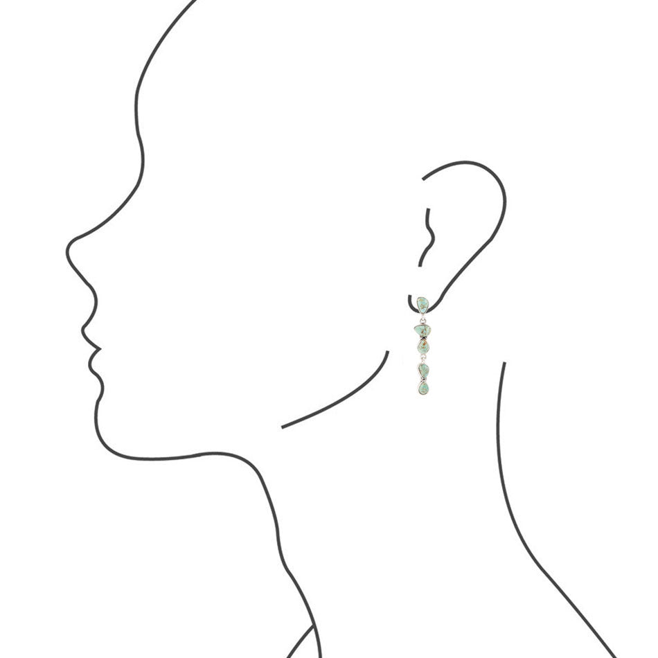 Durango Blue Turquoise and Sterling Silver Linear Post Earrings