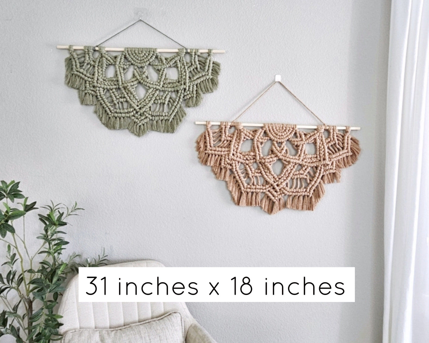 Large half mandala macramé wall hangings. Ready to ship.