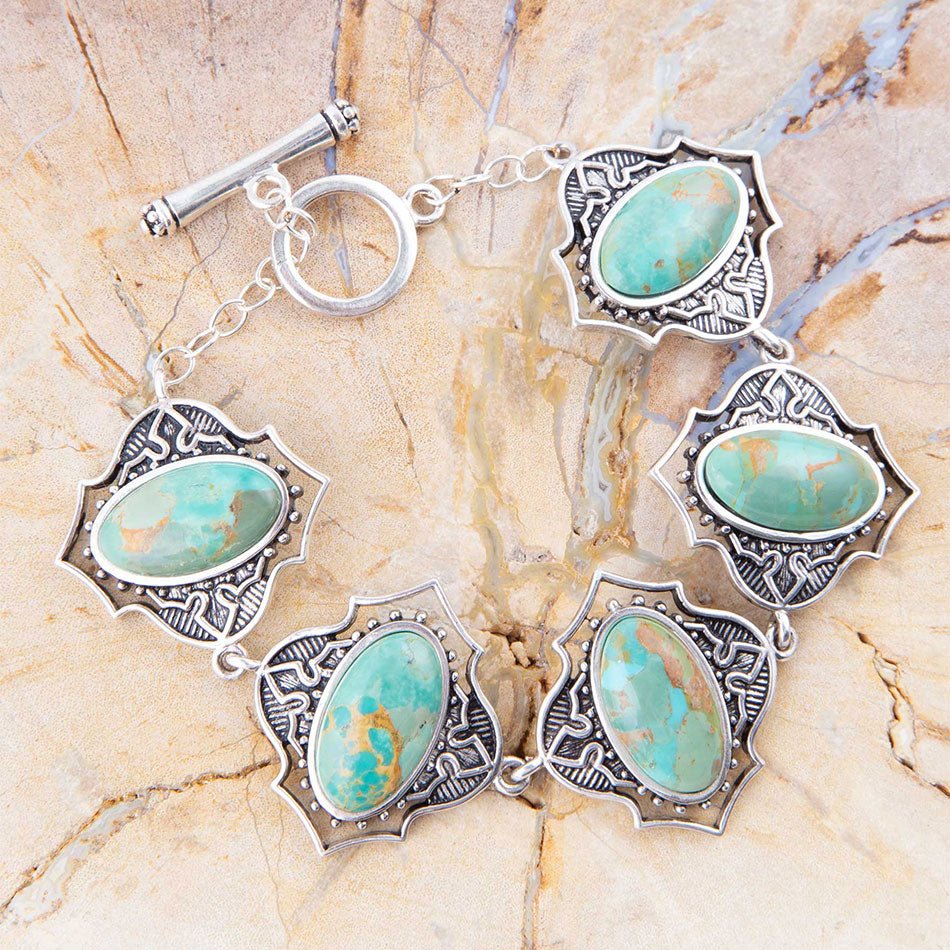Phantom Turquoise and Sterling Silver Toggle Bracelet