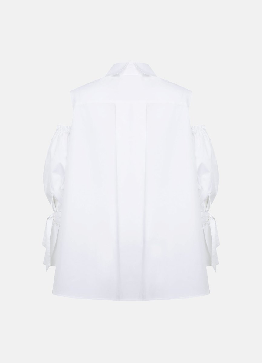 Quarta Open Shoulders White Organic Cotton Shirt