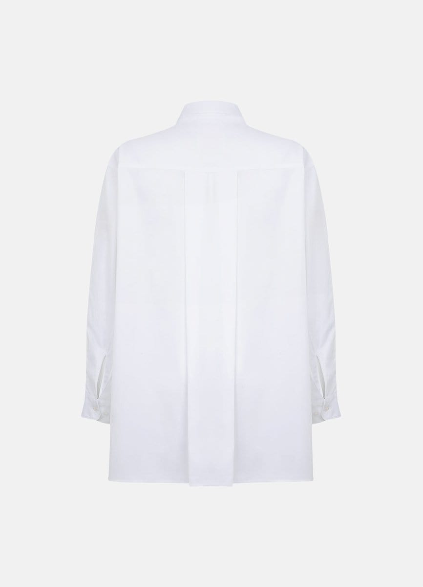 Terza Oversized Rolling-up White Cotton Shirt