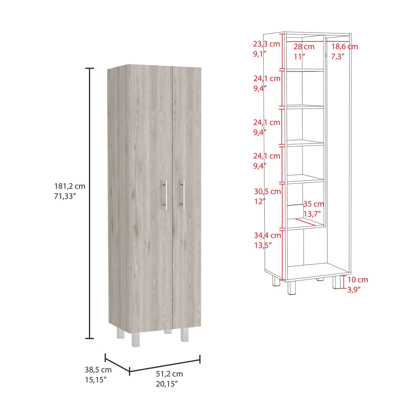 Closet Pantry Copenhague, Bedroom, Light Gray / White