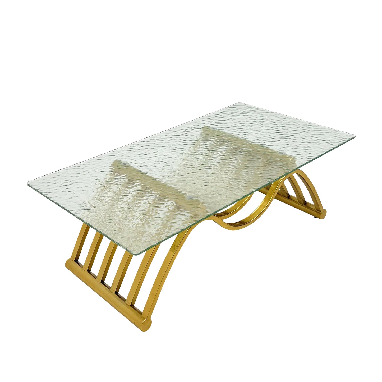 Modern Design GOLD Stainless Steel Frame Coffee Table Water Tempered Glass Coffee Table for Bedroom Living Room