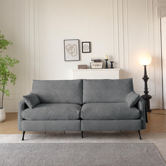 Deep 3-Seater Cloud Couch with 2 Armrest Pillows and 2 Toss Pillows, Love Seat for Living Room Bedroom Office Apartment, Grey