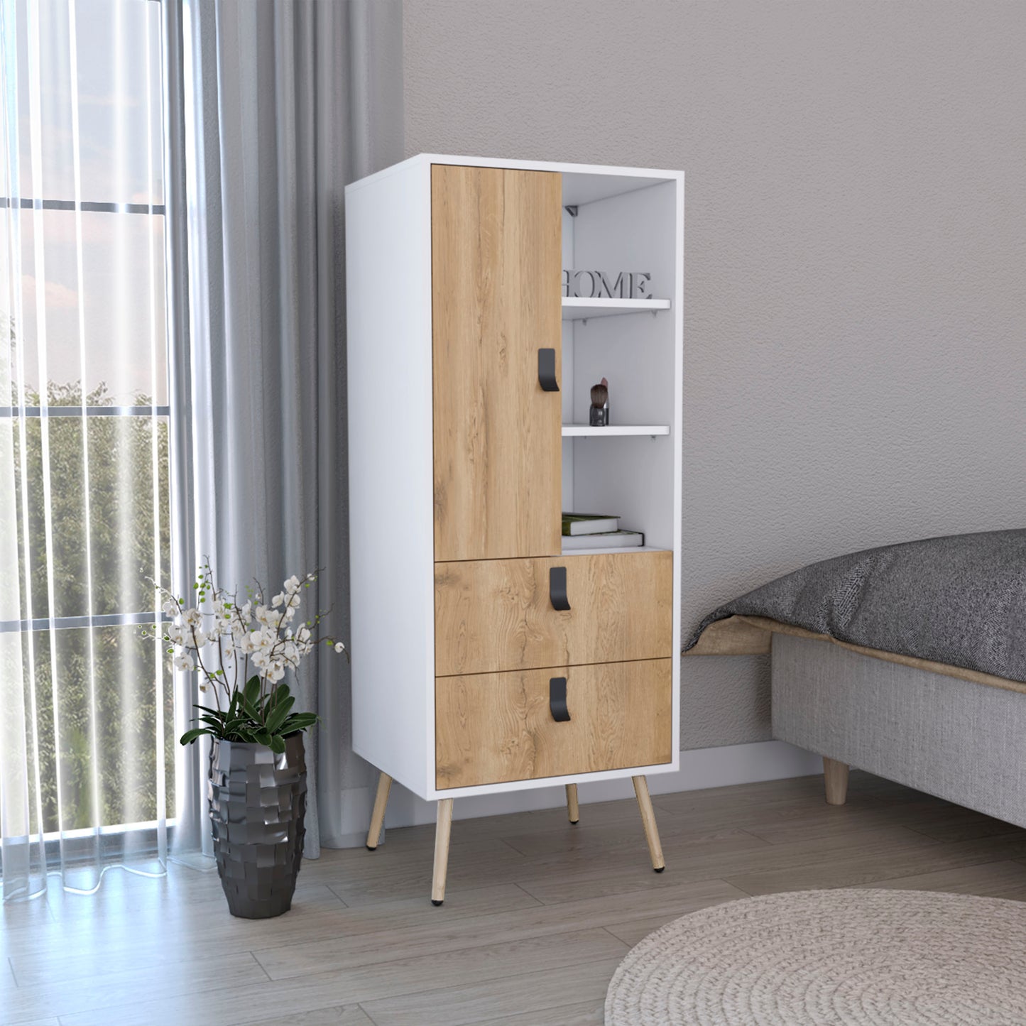 Kimball Tall Dresser, Modern Design with 2 Drawers and Ample Storage