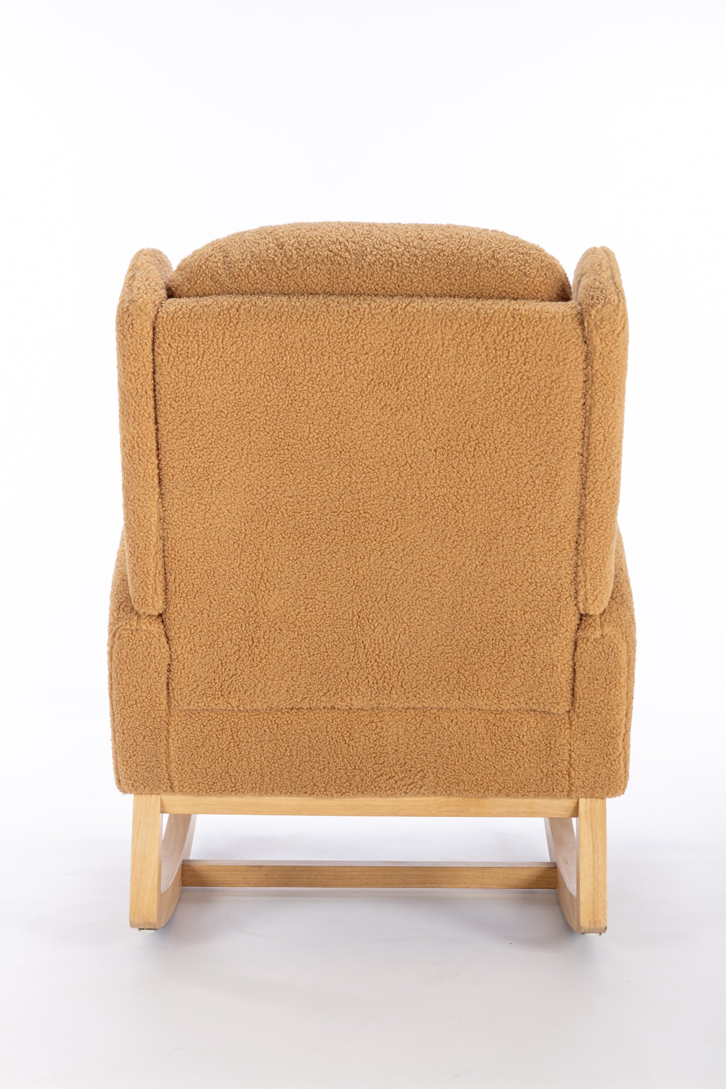 049-Teddy Fabric Rocking Chair With Packet Wood Legs,Khaki