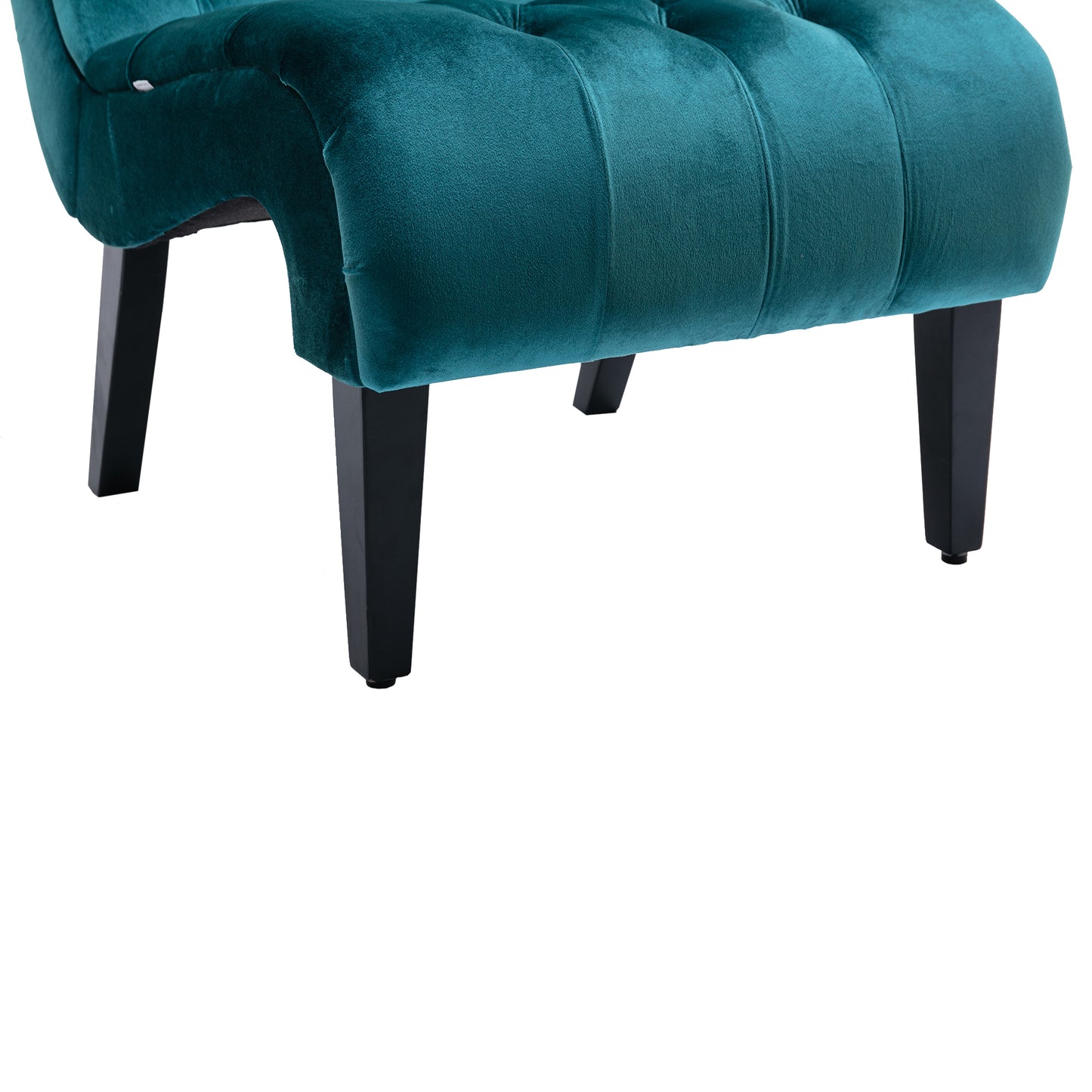 COOLMORE Modern Velvet Armless Accent Living Room Chair / Leisure Chair,Upholstered Fabric Button Comfortable Chair with Wooden Legs for Bedroom, Living Room, Office (Teal Velvet)