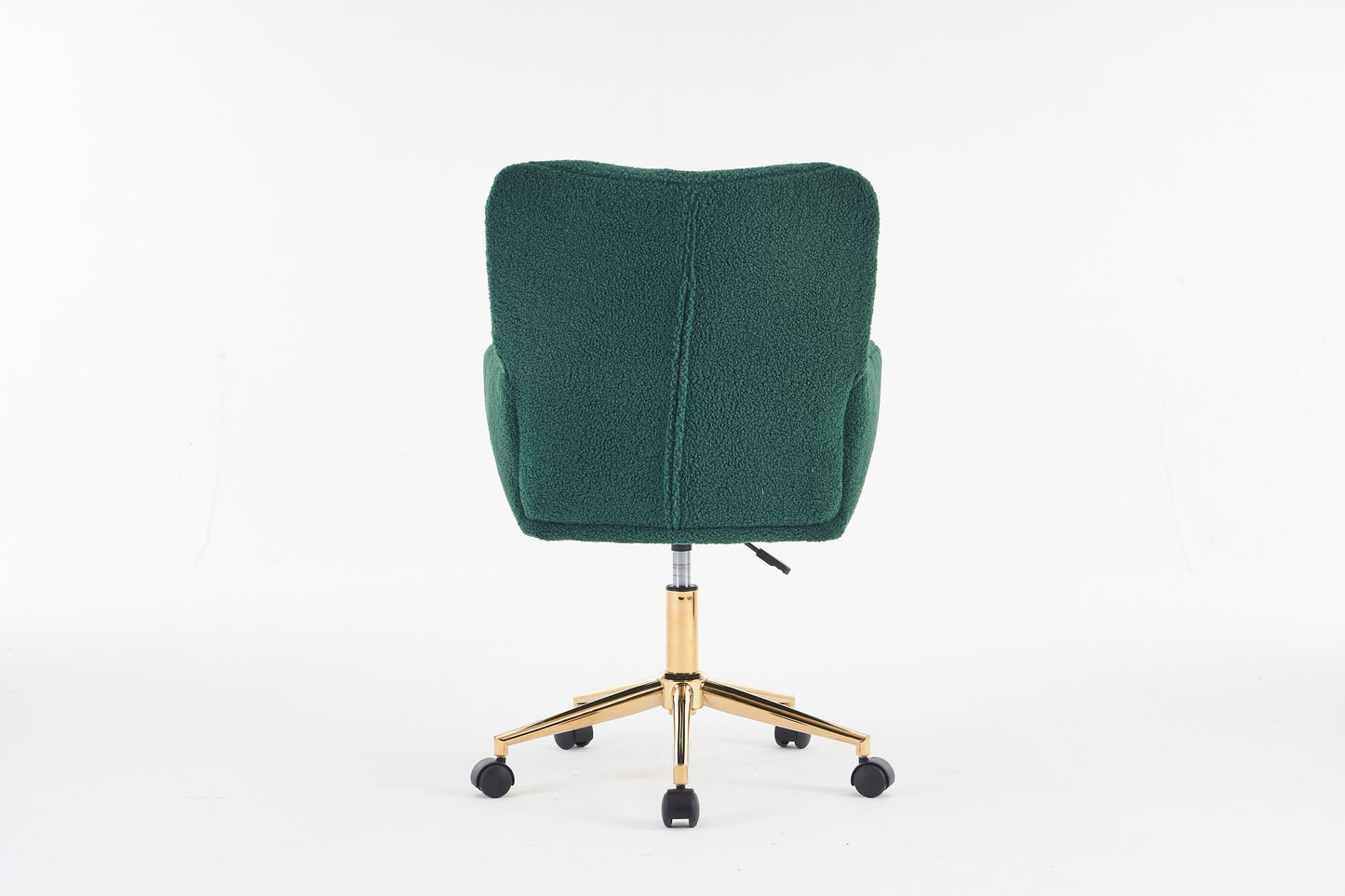 005-Teddy Fabric 360 Swivel Home Office Chair With Gold Metal Base And Universal Wheels,Green