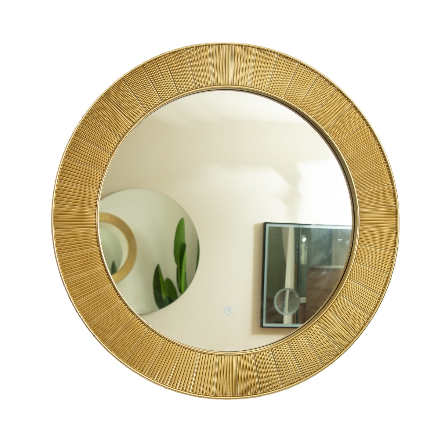 31'' Cyclis Mirror, Thick Gold Frame PU Art Decorative Mirror, Three Color Temperatures are Available, Suitable for Bathroom, Bedroom, Living Room, Corridor, Entryway, etc.