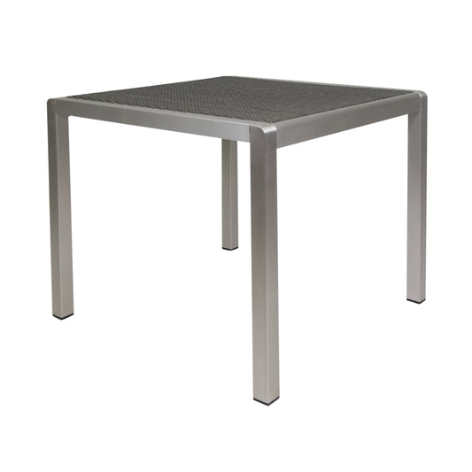 Fizz 35' Outdoor Square Dining Table with Aluminum Frame, Grey and Silver