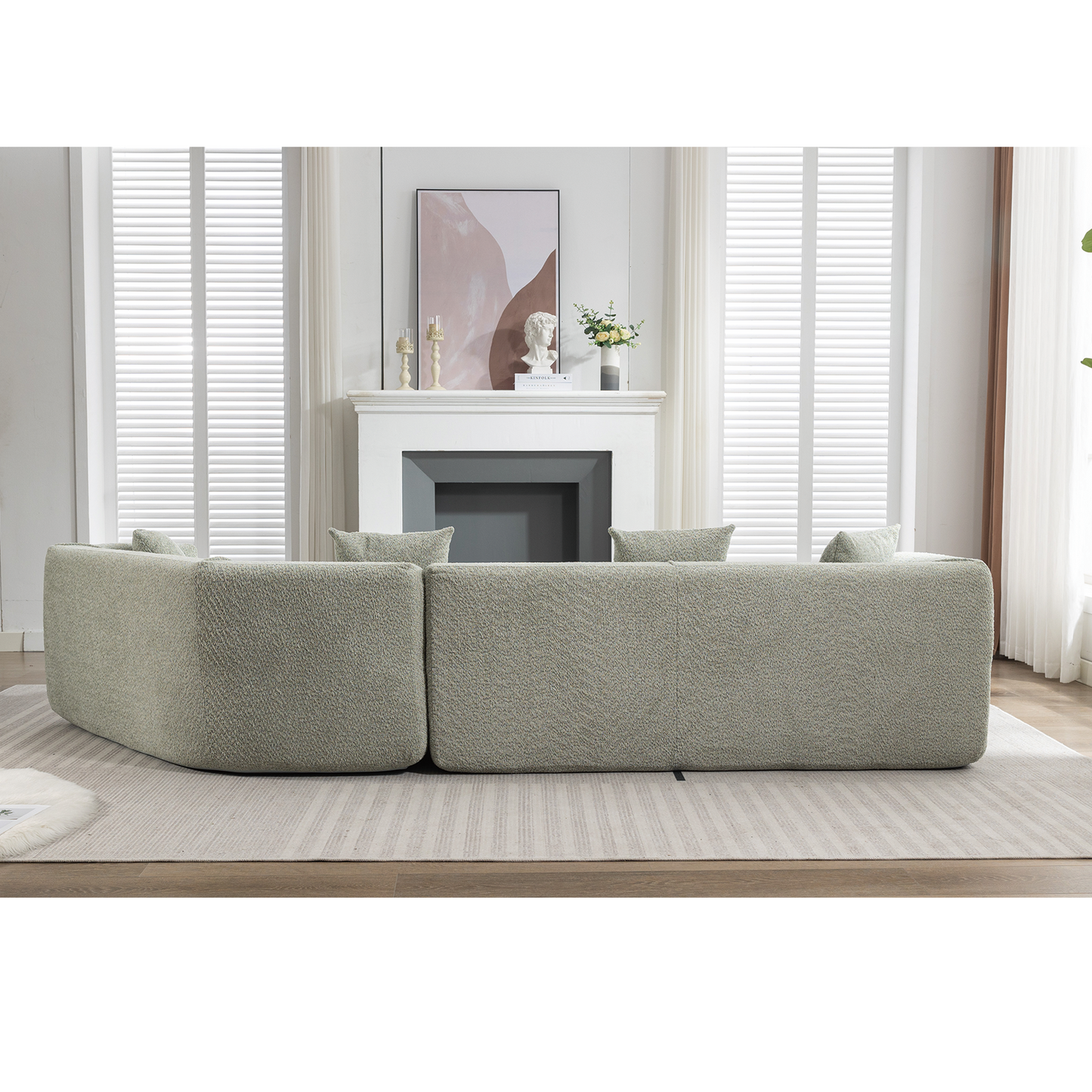 Modular sofa , modern minimalist style sofa,  upholstered ,  free combination, round fiber fabric, anti-wrinkle fabric,Dimension extension,Green