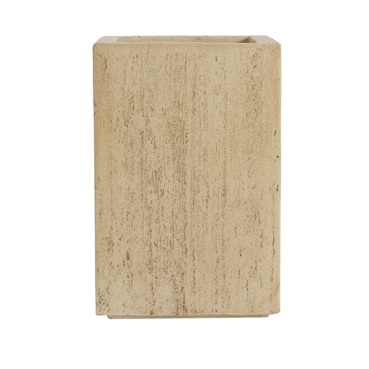 Handmade Travertine Planter Box, Antique Brown, Magnesium Oxide, 19.75'H