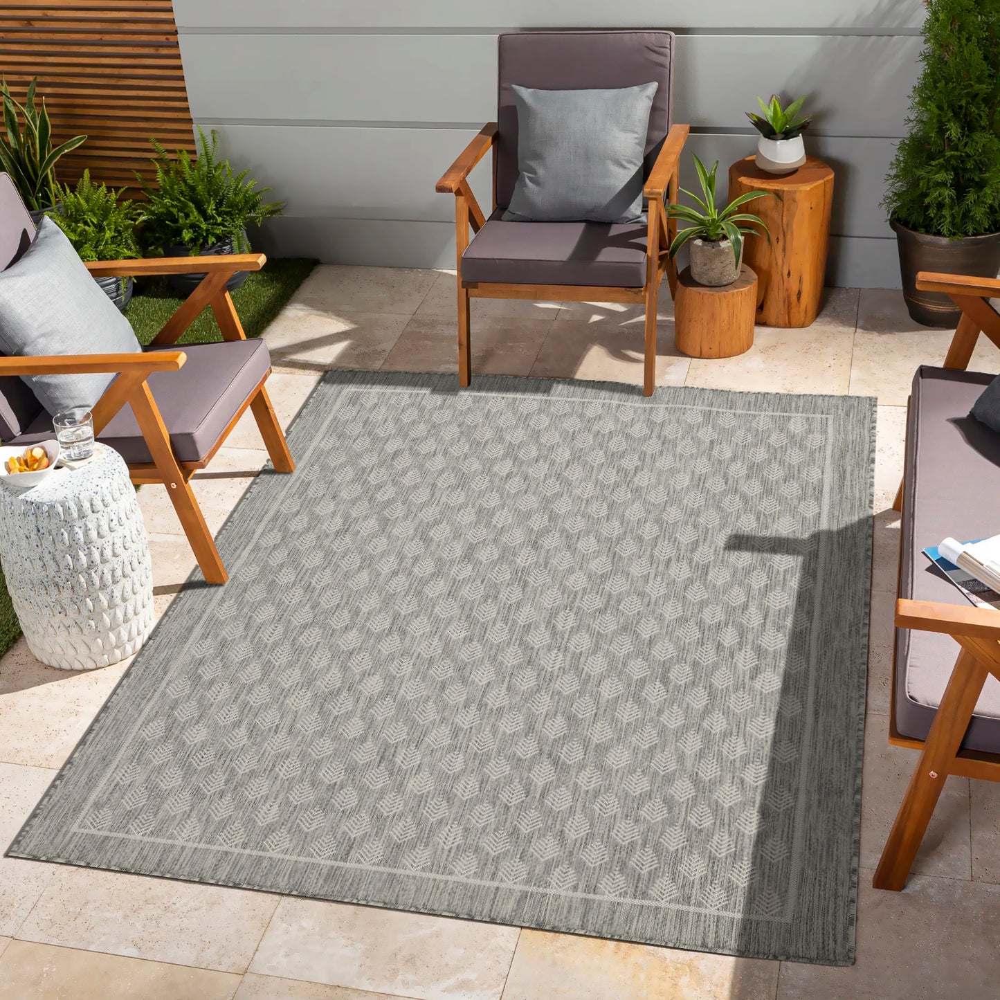 Sunshine GC_HAR2009 Silver 5 ft. 3 in. x 7 ft. 3 in. Indoor/Outdoor Area Rug