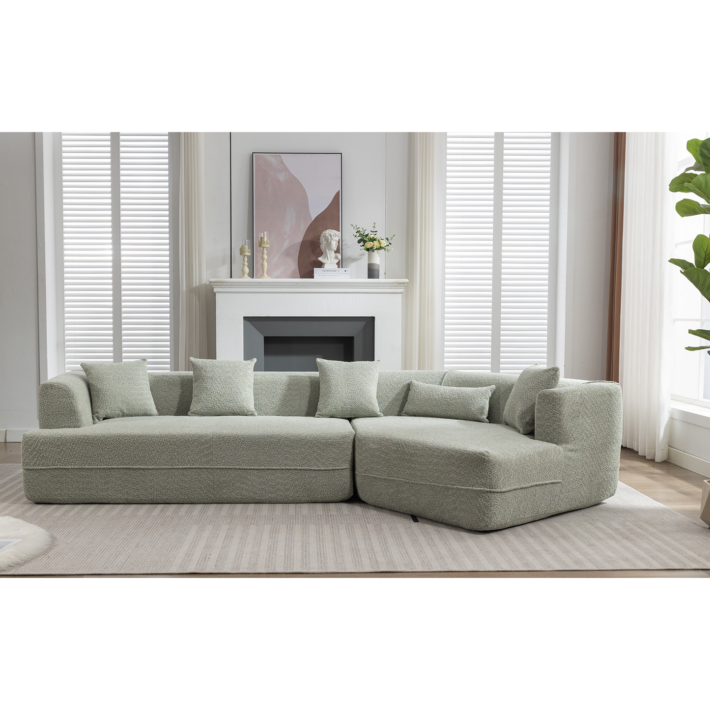 Modular sofa , modern minimalist style sofa,  upholstered ,  free combination, round fiber fabric, anti-wrinkle fabric,Dimension extension,Green