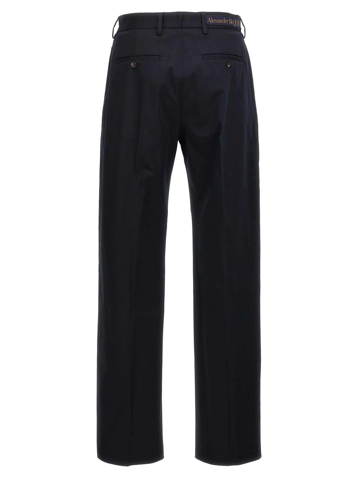 Alexander McQueen Blue Cotton Casual Pants