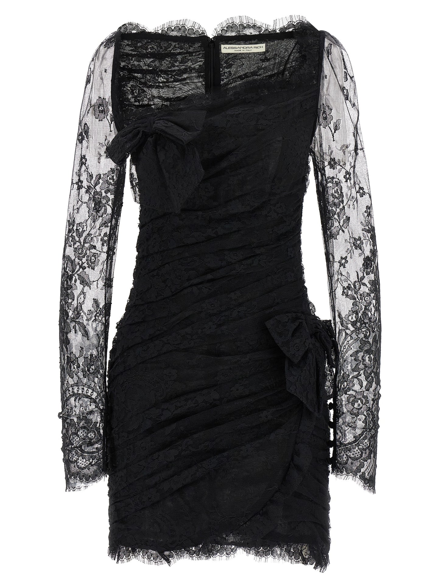 Alessandra Rich Black Organic Cotton Short Dress