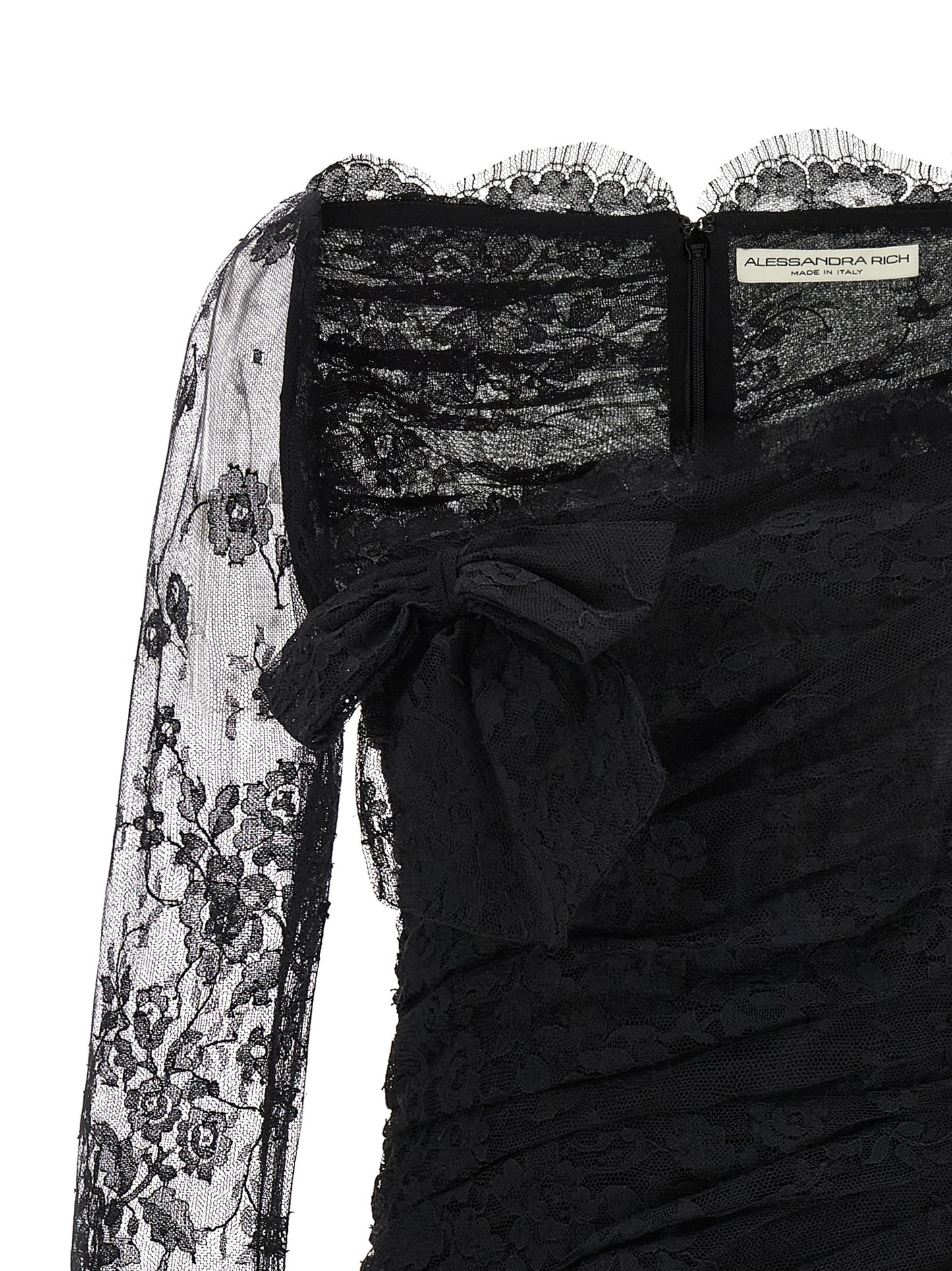 Alessandra Rich Black Organic Cotton Short Dress
