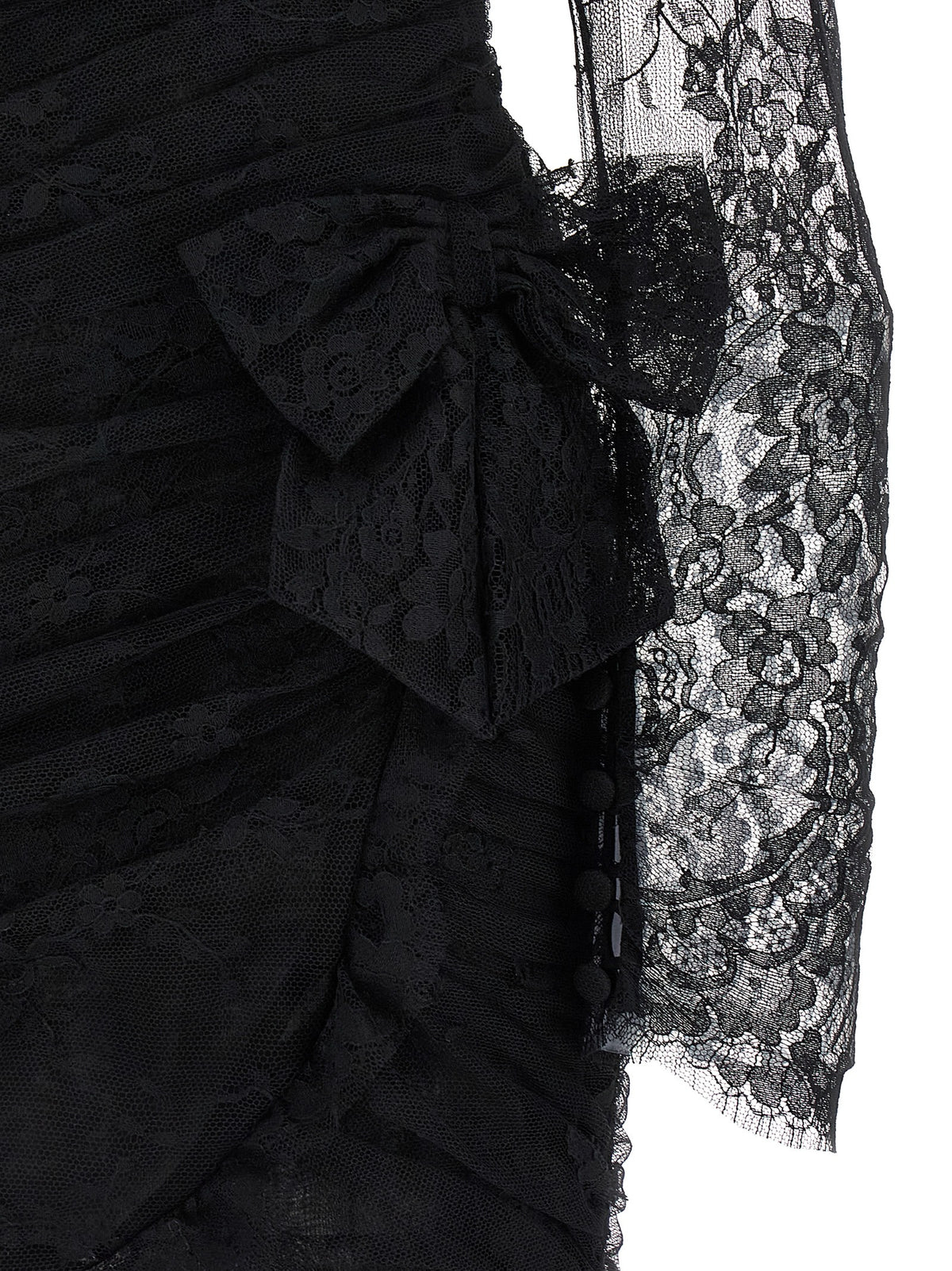 Alessandra Rich Black Organic Cotton Short Dress