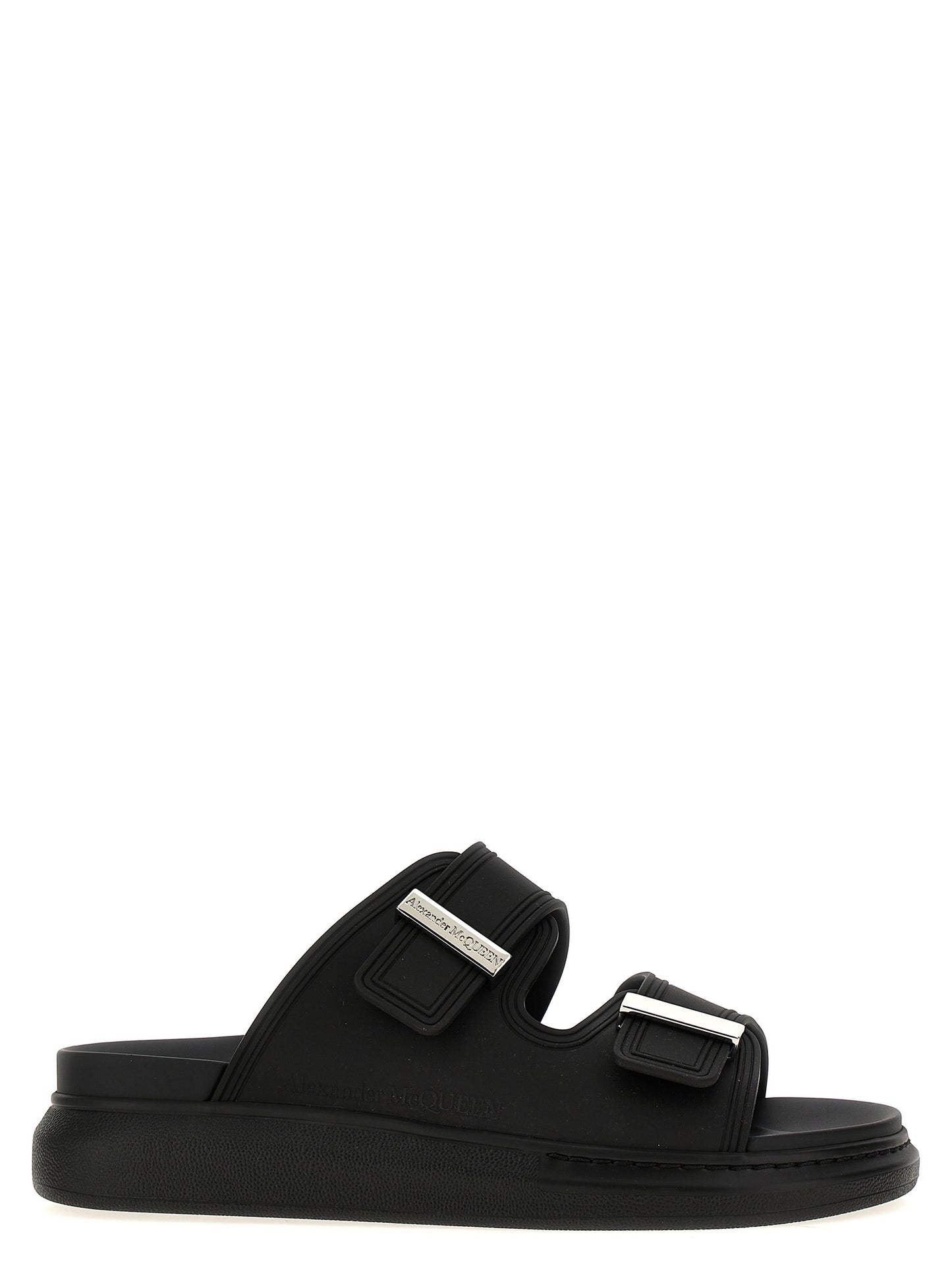 Alexander McQueen Black Rubber Slides
