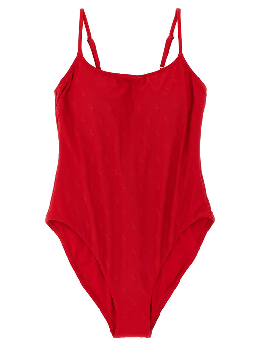 Polo Ralph Lauren Red Recycled Polyester One-Piece Swimsuit