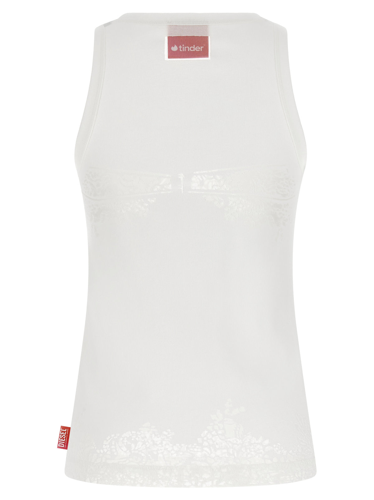 Diesel White Cotton Tank Tops