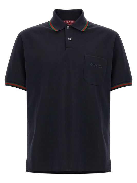 Gucci Blue Cotton Polo Shirt
