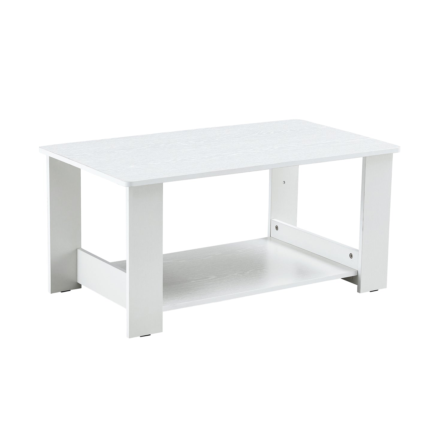 A modern and practical white coffee table. The double layered coffee table is made of MDF material,. Suitable for living room, bedroom, and study. CT-16