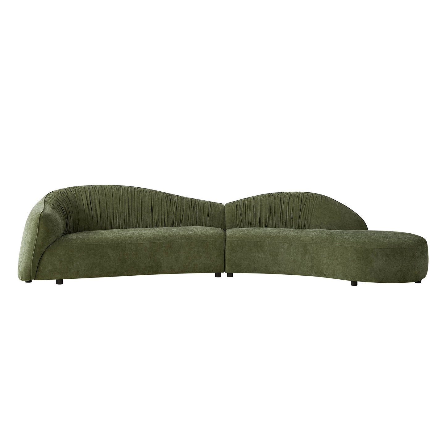 145.67'' Mid-Century Upholstered Comfy Couch with Facing Chaise Right for Livingroom,Bedroom, Apartment, Home Office GREEN